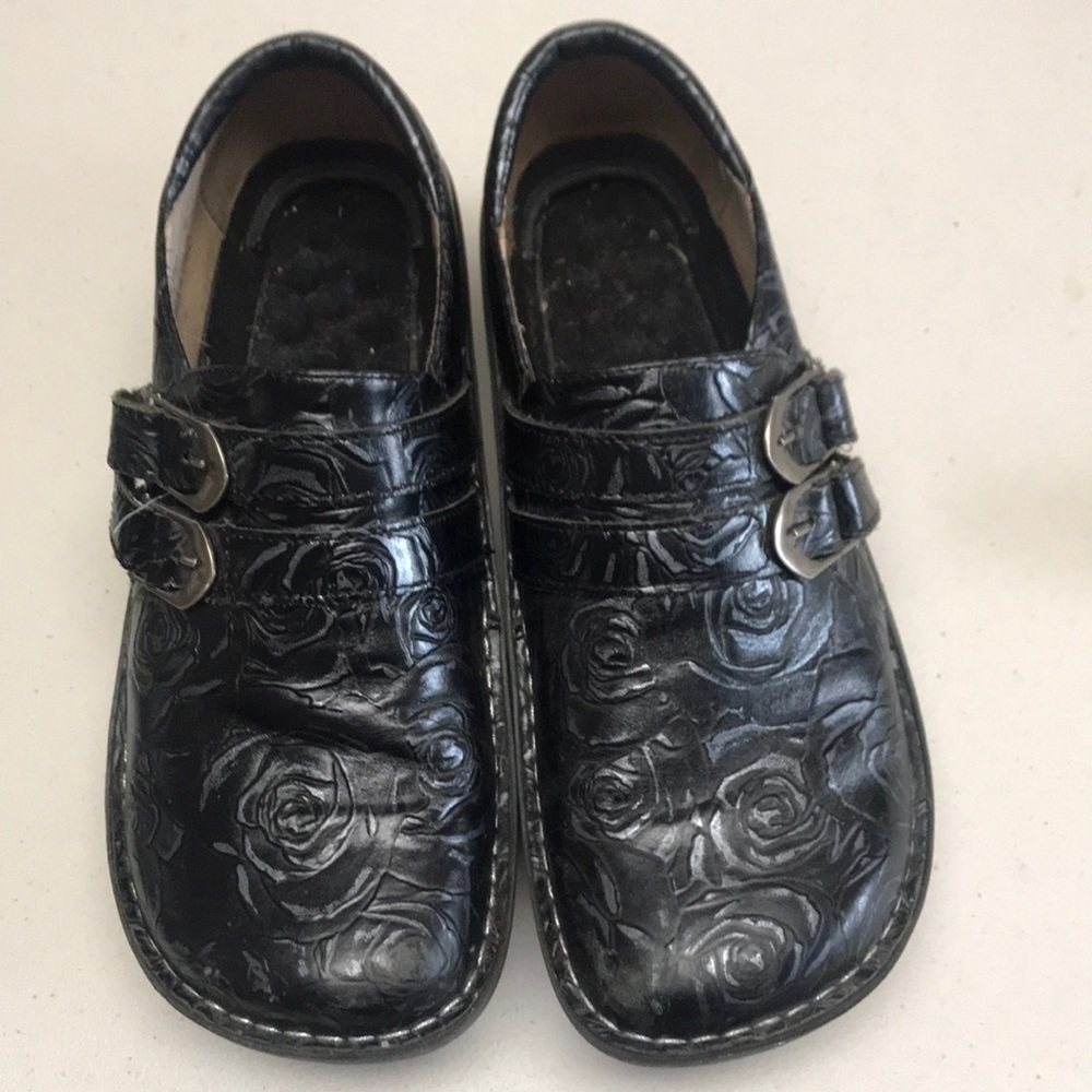 Alegria black leather slip on, size 40